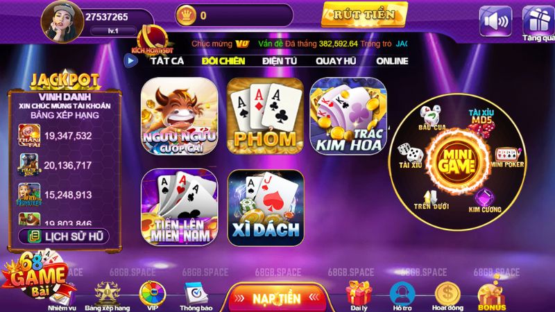 Minigame 68 game bài